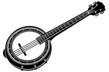 banjo silhouette vector art illustration