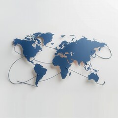 Poster - A simple, minimalist design featuring a world map with highlighted routes, perfect for travel agencies and global booking services. Generative AI