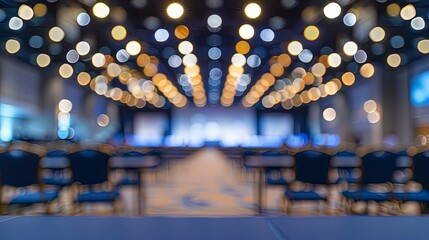 Wall Mural - Blurred of meeting room at night, Convention hall defocus abstract and background, Generative ai