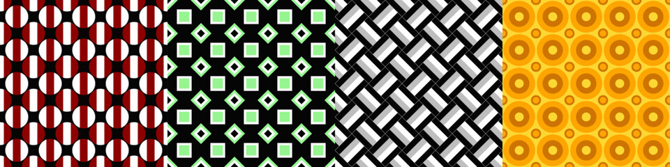 Wall Mural - seamless geometric threetone pattern set