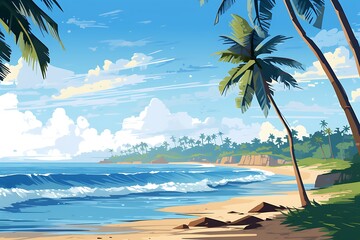 Wall Mural - beach with palm trees