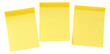 © David - Three yellow sticky notes in a row isolated on transparent background