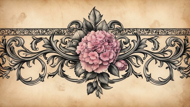 flower vintage scroll baroque victorian frame border h background
