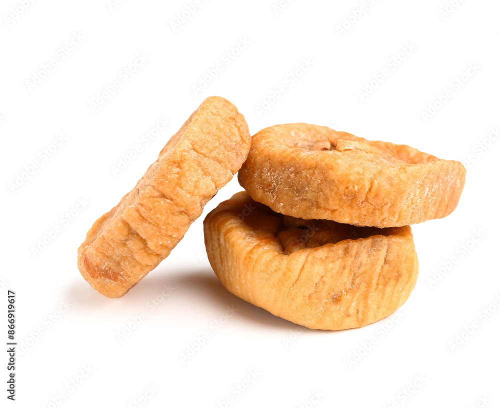 Sweet dried figs on white background