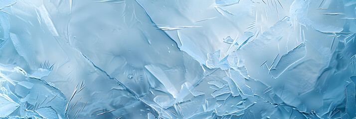 Ice texture background. The textured cold frosty surface of ice block on blue background.