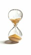 © iVGraphic - Glass hourglass with flowing sand on white background, concept of time and urgency