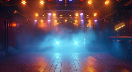 Poster - A Country Bar Concert Stage, with glow effects, light effects. Generative AI.