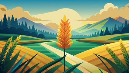 Wall Mural - landscape with mountains