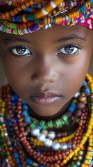 Wall Mural - Close-up of a young South African girl with beads