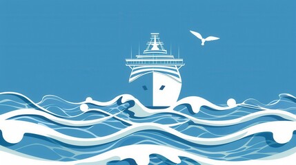 Poster - A minimalist and elegant illustration featuring the silhouette of a sailboat on the water. The image is perfect for companies offering sea travels and yachting. Generative AI