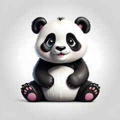 Wall Mural - Cute panda logo icon on white background. Generative AI