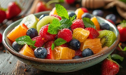 Canvas Print - A refreshing summer fruit salad in a bowl