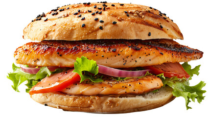 Grilled chicken sandwich on transparent background