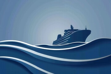 Poster - A minimalistic and elegant image of a sailboat silhouette on calm ocean waters at sunset. Perfect for companies offering sea travel and yachting services. Generative AI