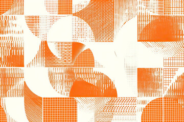 Wall Mural - Simple and clear halftone print continuous-tone image with abstract geometric shapes. Powerpoint presentation slide deck or banner, background, wallpaper backdrop. Orange, modern, half-tone printing