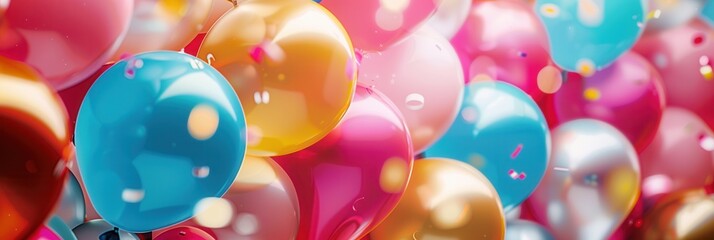 Poster - A vibrant backdrop of colorful balloons, perfect for adding a festive touch to your next celebration. Generative AI