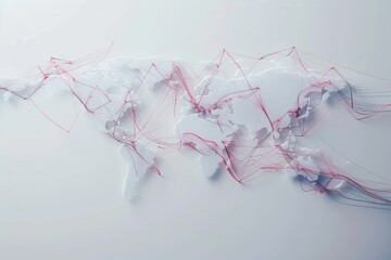 Poster - A clean and modern background featuring a world map with highlighted routes, perfect for travel agencies and global booking services. Generative AI