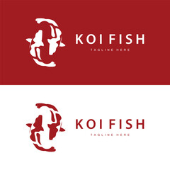 Wall Mural - Koi Fish Logo Design Chinese Lucky Ornamental Fish Goldfish Company Brand