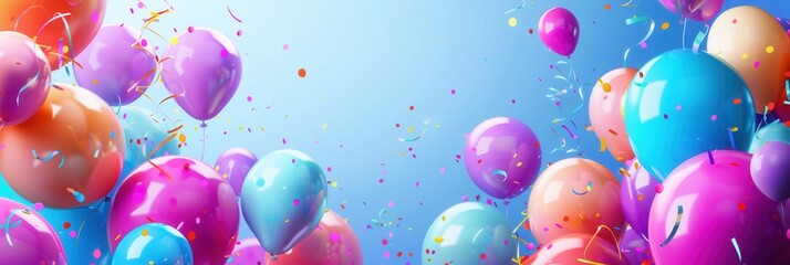 Poster - A cheerful and celebratory scene featuring colorful balloons in various shapes, perfect for parties and festive events. Generative AI