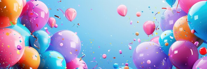 Poster - An image of colorful balloons floating in the air, celebrating a special event. Generative AI