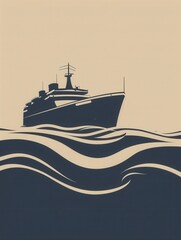 Poster - A minimalistic and elegant silhouette of a luxury yacht sailing on calm waters, perfect for companies offering sea travel and yachting experiences. Generative AI