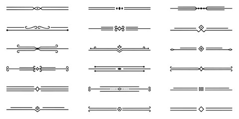 Wall Mural - text dividers doodle set. wedding decorative elements. divider ornament, borders, vintage line separ