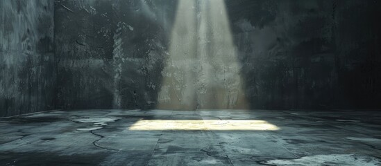 Canvas Print - Concrete floor illuminated by a white spotlight for backdrop