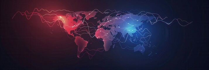Fototapete - A simple and symbolic design featuring a world map with highlighted routes, perfect for travel agencies and global booking services. Generative AI