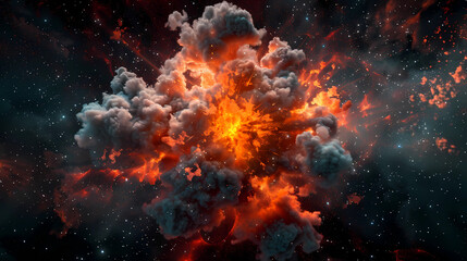Wall Mural - spectacular cosmic cloud explosion within transparent square with black background. colorful nebula 