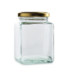 Wall Mural - One empty glass jar isolated on white