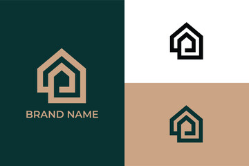 Wall Mural - letter CD D C lineart logo of home, geometric design building logo, home remodelling logo, home repair logo, Farm House vector, farming logo with barn