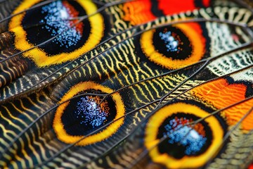 Poster - Macro shot of vibrant butterfly wings with intricate patterns