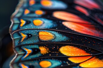 Poster - Macro shot of vibrant butterfly wings with intricate patterns