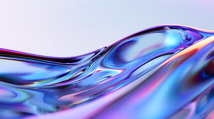 Wall Mural - abstract background design, wavy iridescent shape, 3d render