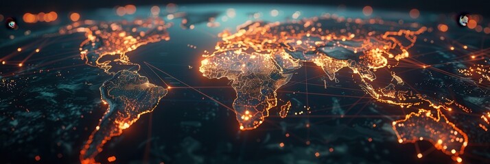 Aufkleber - A minimalist world map with highlighted routes, showcasing global travel and connections. Generative AI