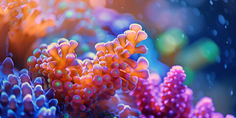 Wall Mural - Vibrant Coral Reef Underwater: Stunning Spectrum of Colors & Marine Beauty