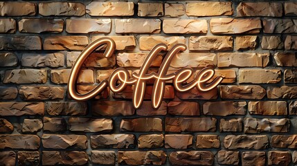 Coffee Hot drink sign on brick wall background