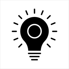 Wall Mural - black bulb with checkmark like quick tip icon, flat stroke linear simple trend modern efficiency logotype design element isolated on white background.