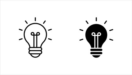 Wall Mural - black bulb with checkmark like quick tip icon set, flat stroke linear simple trend modern efficiency logotype design element isolated on white background.