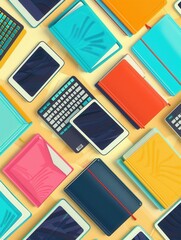 Aufkleber - A variety of tablets and e-readers featuring digital educational materials and e-textbooks. Generative AI