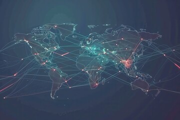 Aufkleber - A simple, minimalist world map with highlighted routes, perfect for travel agencies and global booking services. Generative AI