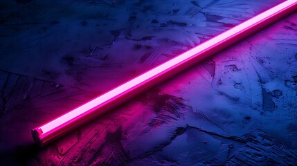 Wall Mural - Glowing neon pink tube on dark background