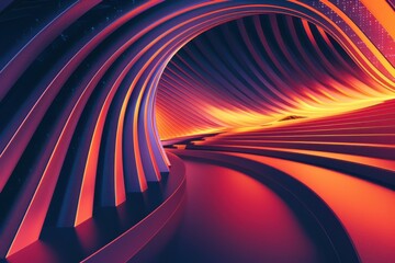 Wall Mural - Abstract 3D illustration of a vibrant, colorful tunnel or portal with a futuristic, technological design. Concept of innovation, technology, metaverse, and the future