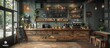 © caucul - Rustic Coffee Shop Interior with Exposed Wooden Counter