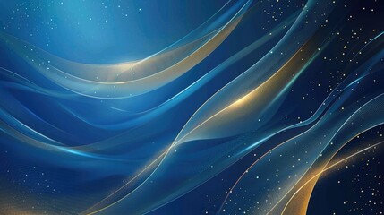 Wall Mural - Abstract glowing waves in blue and orange colors on a dark background. Digital 3D rendering of digital yellow line with blue background. Futuristic design and technology concept for wallpaper. AIG53F.