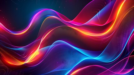 Wall Mural - neon lights and wavy lines Abstract background