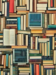 Leinwandbilder - Tablets and e-readers display educational materials and e-textbooks, showcasing the modern and digital learning experience. Generative AI