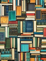 Leinwandbilder - An abstract image of a wall filled with digital tablets and e-readers, showcasing modern educational resources like e-textbooks. Generative AI