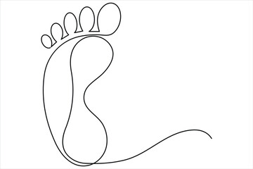 Continuous one line art drawing of human footprint vector
