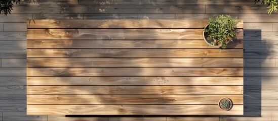 Wall Mural - Wooden deck table with no items on top, seen from above